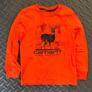 Carhartt Kids Vibrant Orange Deer Graphic Long Sleeve Tee